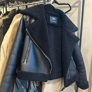Black Zara leather coat